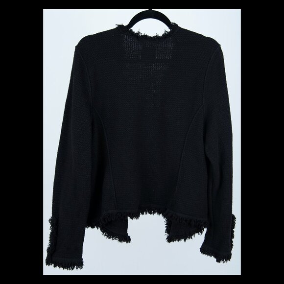 Nic + Zoe Womens Black Textured Fringe Mixed Jacket XL *FLAWED* - Picture 3 of 4